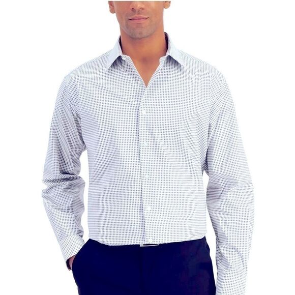 - CLUB ROOM |Men's Classic/Regular-Fit 
Check Dress Shirt white grey L - Picture 1 of 6